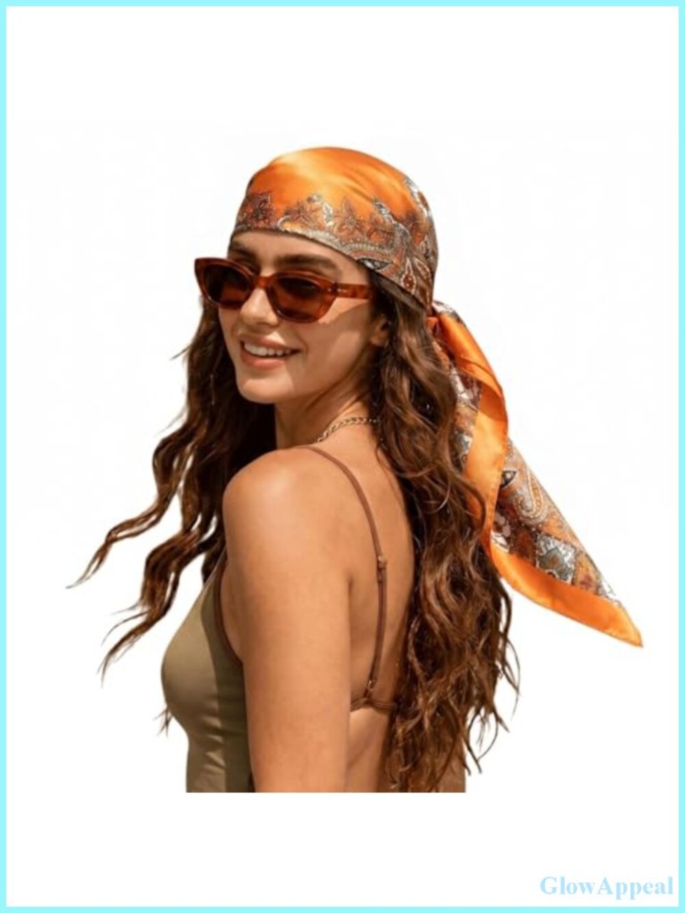 35x35 Inch Large Square Satin Head Scarf for Women
